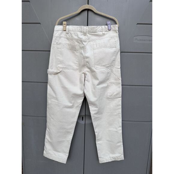 BDG Urban Outfitters Carpenter Jeans Womens 34 Cream Tan Double Knee Workwear - Picture 6 of 10